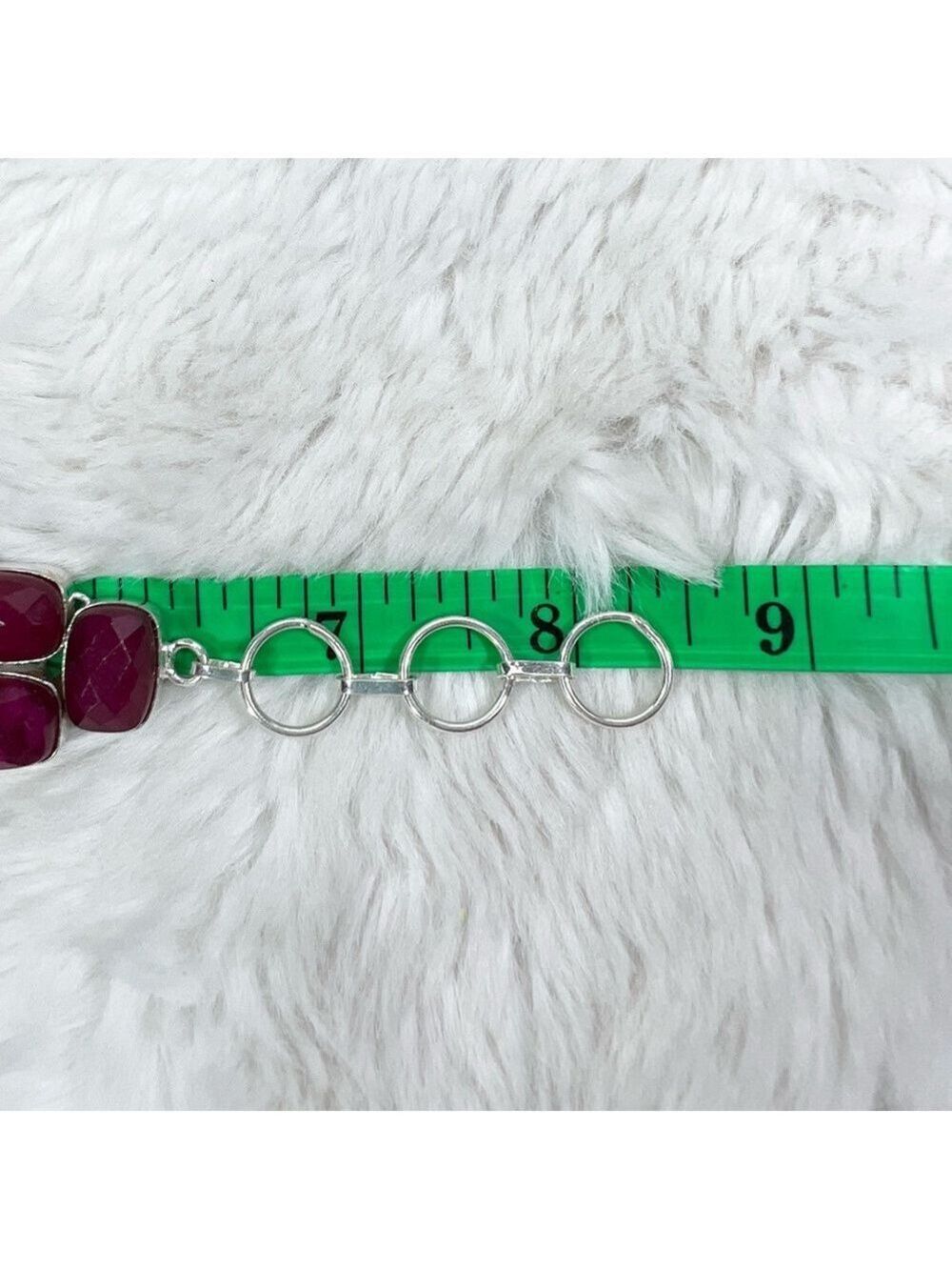 Faceted Ruby 925 Synthetic Gemstone Large Necklace & Bracelet Set - Picture 5 of 8